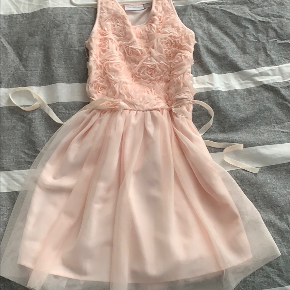 Pink formal dress.